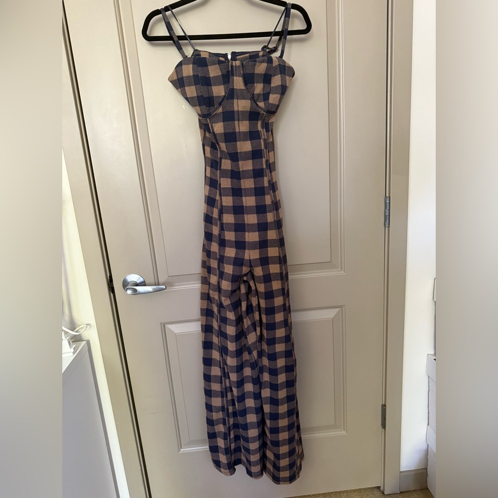 Free People Plaid Jumpsuit
